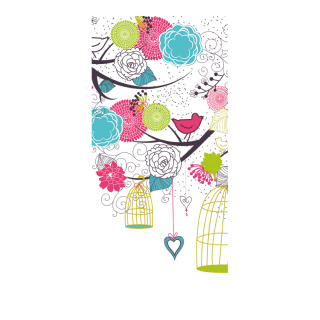 Banner "Birdie Romance" fabric - Material:  - Color: multicoloured - Size: 180x90cm