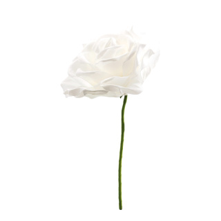 Rose en mousse, avec tige     Taille: Ø 30cm    Color: blanc