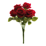 Rosenstrauß, mit 7 Rosenköpfen, Größe: 40cm Farbe: rot/grün