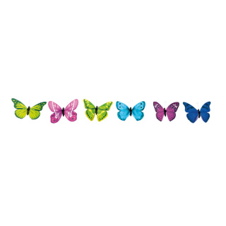 Schmetterlinge 6-fach, mit Metalldraht, im Blister     Groesse: 20cm - Farbe: bunt