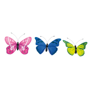 Papillons 3 fois avec fil métallique Color: multicolor Size: 30cm