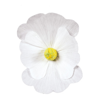 Blüte aus Papier, mit kurzem Stiel     Groesse: Ø45cm    Farbe: weiß
