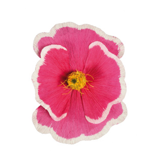 Fleur en papier, avec tige courte     Taille: Ø45cm    Color: rose/blanc