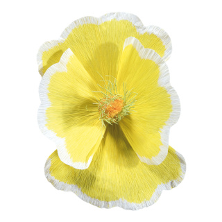 Fleur en papier, avec tige courte     Taille: Ø45cm    Color: jaune/blanc