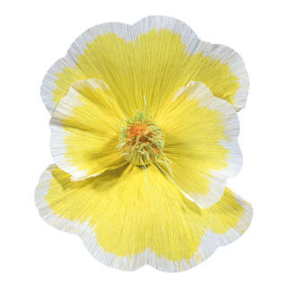 FLeur en papier, avec tige courte     Taille: Ø35cm    Color: jaune/blanc
