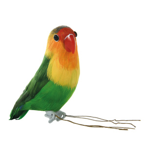 Papagei aus Styropor, mit Federn     Groesse: 15x6x10cm - Farbe: bunt
