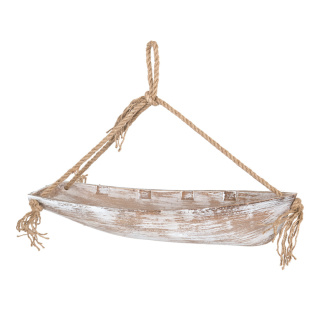 Boat with rope hanger made of wood     Size: 42x10cm    Color: natural-coloured
