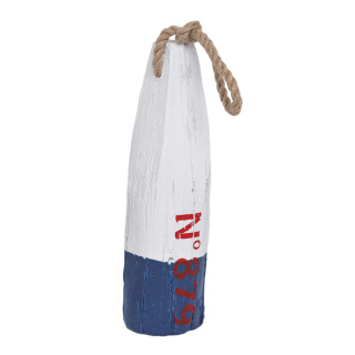 Fender made of polyresin, with rope hanger, No. 879     Size: 28x8cm    Color: white/blue