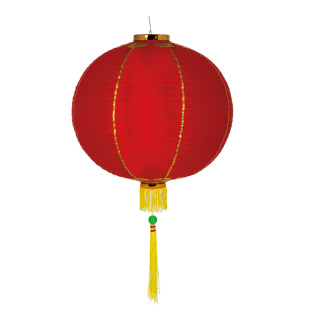 Lantern with tassel - Material: artificial silk - Color: red/gold - Size: Ø60cm