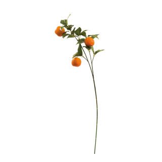 Branche doranges 2 fois, avec 3 oranges et feuilles     Taille: 70 cm    Color: orange/vert