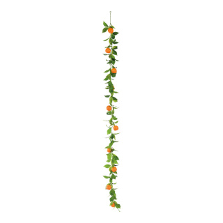 Orangengirlande mit 10 Orangen und Blättern     Groesse: 180cm    Farbe: orange/grün