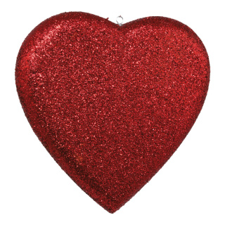 Cœur avec glitter, polystyrène     Taille: 20cm    Color: rouge