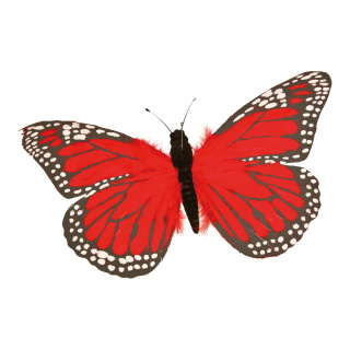 Butterfly  - Material: feathers - Color: red - Size: Ø 55cm