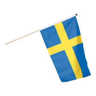 Fahne am Holzstiel Kunstseide Abmessung: 30x45cm Farbe: Schweden