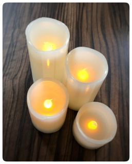LED Echtwachs Kerze,creme, H10cm, D5cm