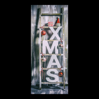 Banner "X-mas" fabric - Material:  - Color: grey - Size: 180x90cm