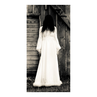 Motivdruck »Scary Woman« Stoff Abmessung: 180x90cm Farbe: grau/weiß #   Info: SCHWER ENTFLAMMBAR