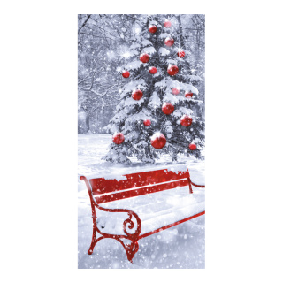 Banner "Park bench" fabric - Material:  - Color: red/white - Size: 180x90cm
