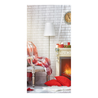 Banner "Chimney and chair" paper - Material:  - Color: red/white - Size: 180x90cm