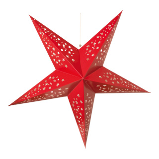 Star foldable  - Material: 5-pointed with hole pattern paper - Color: red - Size: Ø 90cm
