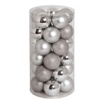 30 Boules de Noël argent en plastique sous blister...