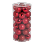 30 Boules de Noël rouge en plastique sous blister...