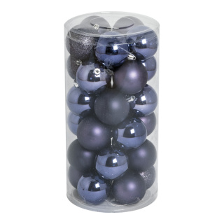30 Boules de Noël violet en plastique sous blister 12x brillant 12x mat Color: violet Size: Ø 6cm