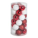 30 Boules de Noël rouge/blanc en plastique sous...
