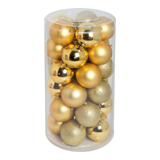 30 Weihnachtskugeln, gold 12x glänzend, 12x matt, 6x beglittert Abmessung: Ø 10cm Farbe: gold