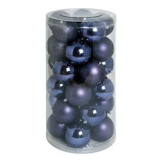 30 Weihnachtskugeln, violett 12x glänzend, 12x matt, 6x beglittert Abmessung: Ø 10cm Farbe: vilolett