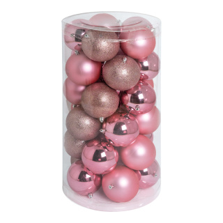 30 Boules de Noël en plastique sous blister 12x brillant 12x mat Color: rose Size: Ø 10cm