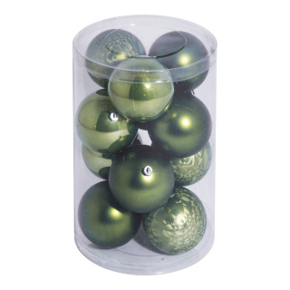 Boules de Noël 12 en plastique sous blister Color: vert Size: 8cm
