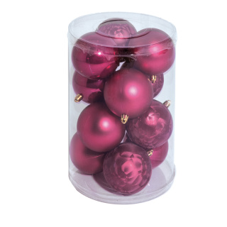 Boules de Noël 12 en plastique sous blister Color: rose Size: 8cm