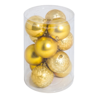 Boules de Noël 12 en plastique sous blister Color: or clair Size: 8cm