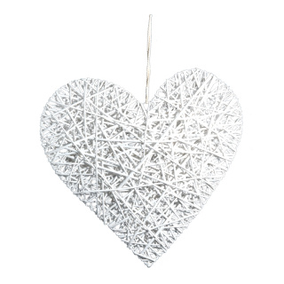 Coeur tressé bois de saule, avec suspension     Taille: 80x80cm    Color: blanc