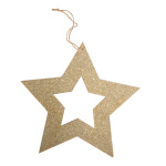 Star contour, with hanger, glittered, out of wood,...