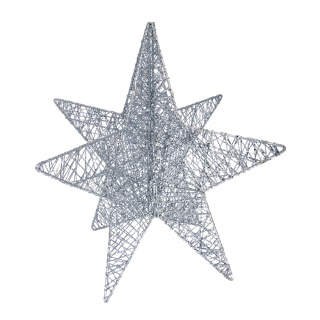 3D wire star foldable with 30 LEDs - Material: 15m power cord IP44 - Color: silver - Size: Ø 50cm