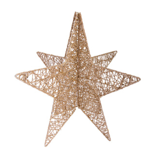 3D wire star foldable with 30 LEDs - Material: 15m power cord IP44 - Color: champagne - Size: Ø 50cm