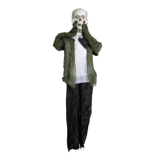 Skelett mit losem Kopf, mit Effekten     Groesse:160cm    Farbe:Schwarz/Weiß