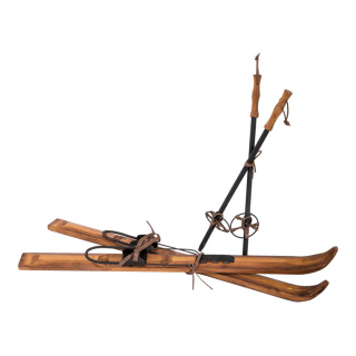 Skis-rétro en duo avec bâtons Color: brun Size: 90cm