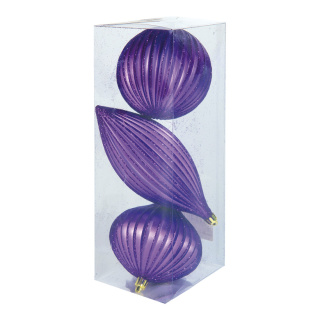 Boules ornements avec cintre 3 pcs./en lot Color: violet Size: 10cm