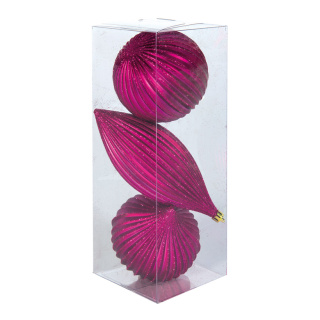 Ornament baubles with hanger - Material: 3 pcs./set - Color: pink - Size: 10cm