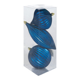 Boules ornements avec cintre 3 pcs./en lot Color: bleu Size: 10cm