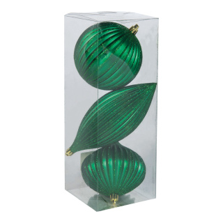 Boules ornements avec cintre 3 pcs./en lot Color: vert Size: 10cm