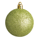 Christmas balls light green glitter 12 pcs./blister -...