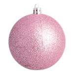 Christmas balls antique pink glitter 6 pcs./blister -...