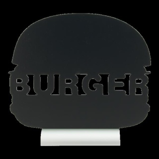 Silhouette Tischkreidetafel "BURGER", inkl. Aluminiumfuß und 1 Kreidestift