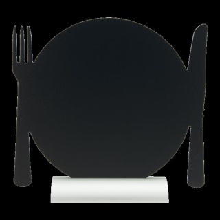 Silhouette Tischkreidetafel "PLATE", inkl. Aluminiumfuß und 1 Kreidestift