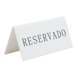 Reserviert Tischaufsteller, SPANISCH (5er Set) Weißes Acryl mit schwarzer Schrift