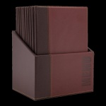 Trendy Lederoptik A4 Speisekarte, weinrot (x20) plus Box, inkl. 1 doppelte Einlage pro Karte (für 4 Seiten A4)